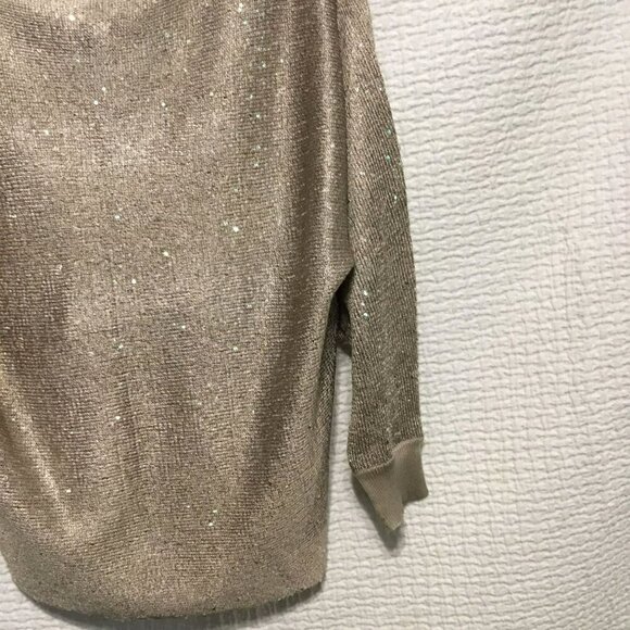 Alfani Petite Sequined Sweater Drop Shoulder Women's Size Medium Petite in Taupe - Picture 9 of 11